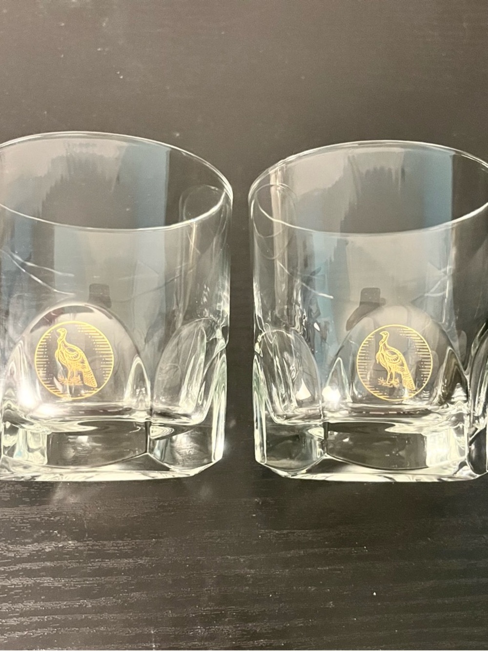 Wild Turkey Bourbon Whiskey Gold Logo Heavy Rocks Glasses Set of 2